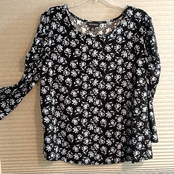 Navy and lavender long sleeve top - Picture 2 of 7